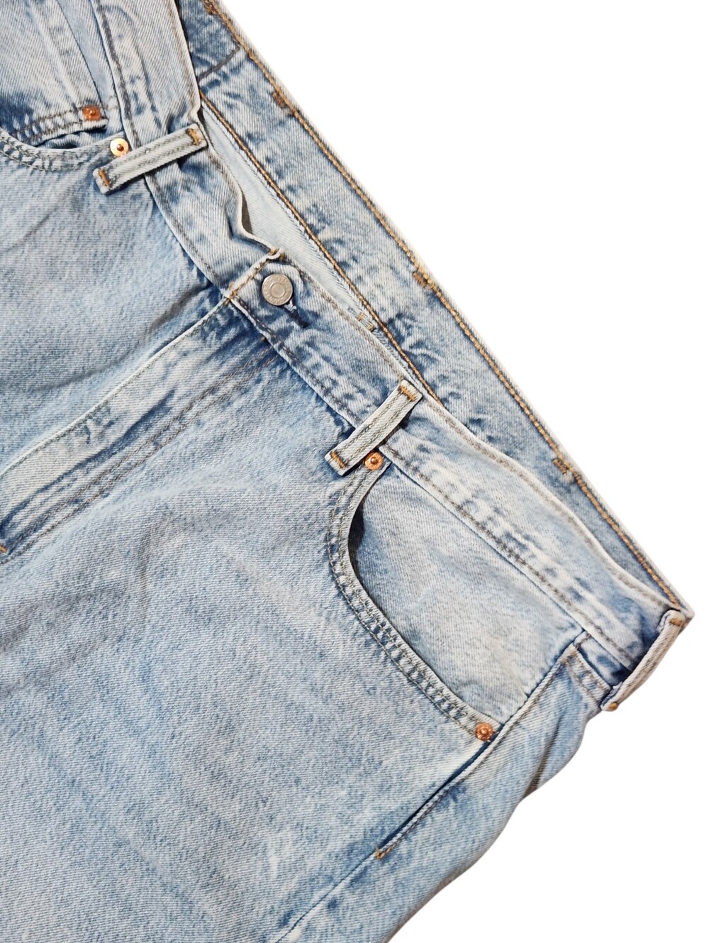 Levi's 565 Blue Jeans Mens 40x30 Light Wash Straight Leg Denim Zip Fly - Picture 6 of 11
